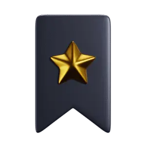 Icône 3D représentant deux bulles de dialogue — une noire et une dorée — symbole de communication client, service après-vente ou assistance technique.